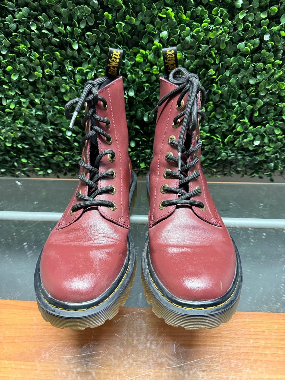 Dr. Martens Women's Burgundy Lace-Up Combat Boots - Picture 4 of 7